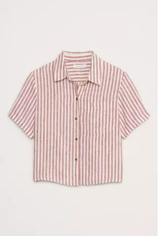 Boxy Linen Short-Sleeve Shirt