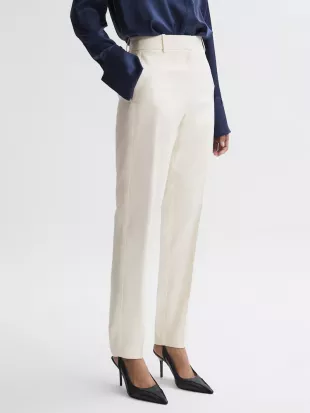 Ember Slim Fit High Rise Trousers in Cream