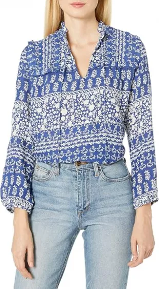 Women's Printed Miriam Ruffle Top