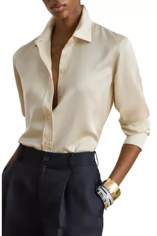 Drapey Georgette Button-Up Shirt