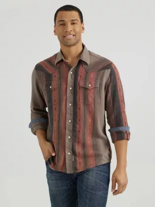 Warm Stripe Long Sleeve Western Snap Shirt