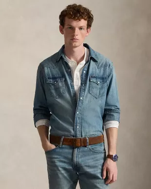Slub Denim Western Shirt