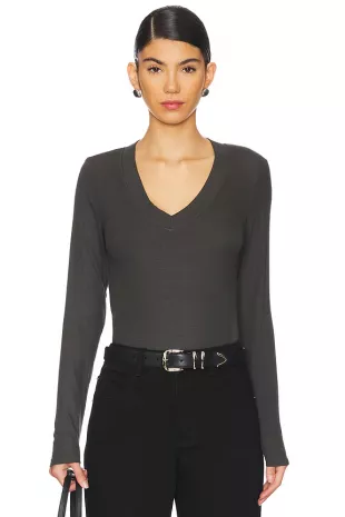 Surina Deep V-neck Long Sleeve Tee