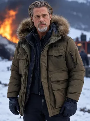 Heart of the Beast 2026 Brad Pitt Brown Parka Jacket