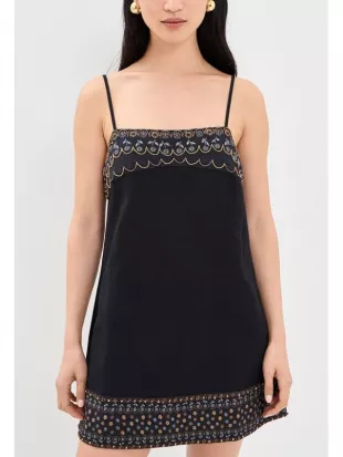Made in Chelsea S32 Imogen Bloom Black Print Trim Mini Dress