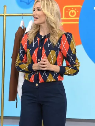 The Today Show 2026 Chassie Post Multicolor Argyle Cardigan