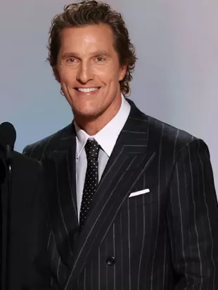 Matthew McConaughey Emmy 2026 Double-Breasted Pinstripe Suit