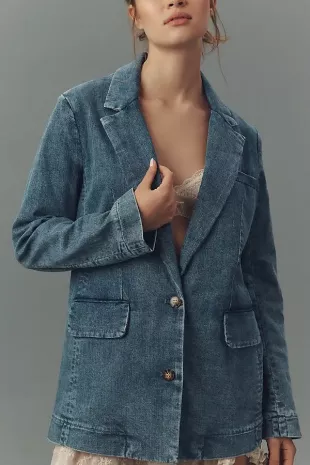 Overd Denim Blazer  Blue