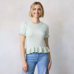 Flutter Peplum Sweater Tee
