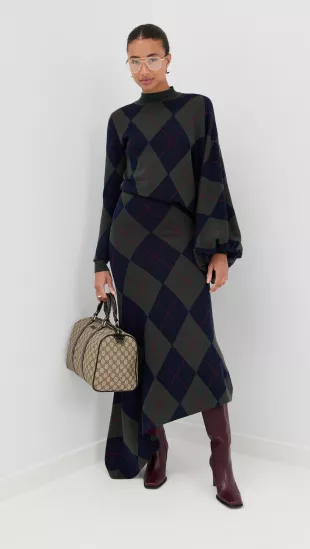 Mode Argyle Knitted Dress