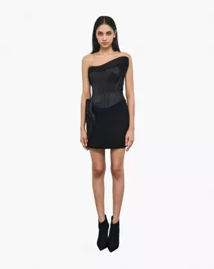 The Black Sculpted Mini Dress