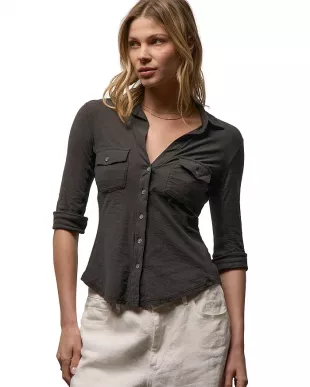Sheer Slub Side Panel Top