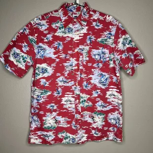 Factory Men's Red Hawaiian Short Sleeve Button-Up Shirt