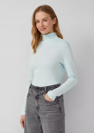 s.Oliver Slim fit longsleeve with turtleneck - Pastel turquoise