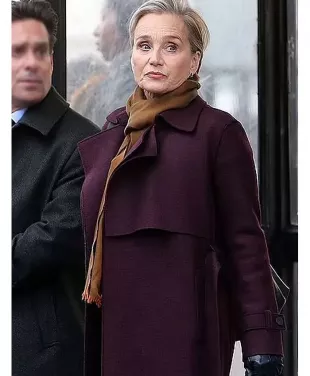 Slow Horses S03 Diana Taverner Burgundy Coat