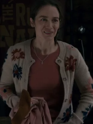 Anna Pigeon Melanie Scrofano Floral Beige Cardigan