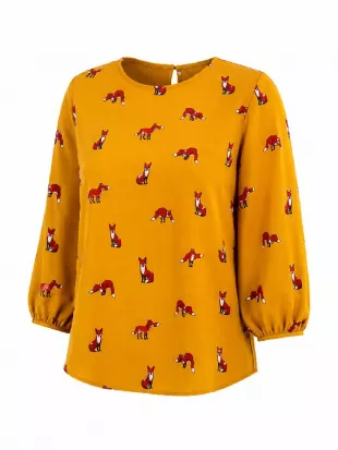 Ted Lasso S02 Annette Badland Fox Print Blouse