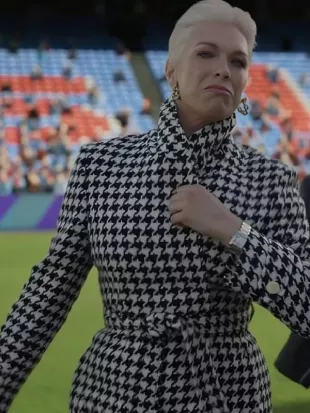 Ted Lasso S04 Hannah Waddingham Houndstooth Trench Coat