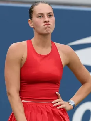 US Open 2026 Marta Kostyuk Red Dress