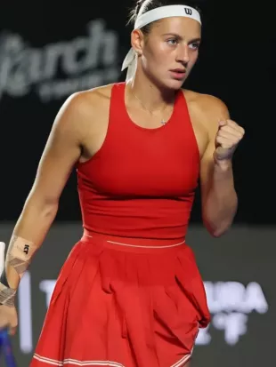 Marta Kostyuk WTA 500 Guadalajara Open Red Dress