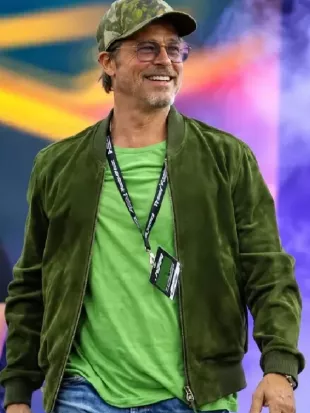 Brad Pitt NASCAR Cup Series 2026 Green Suede Jacket