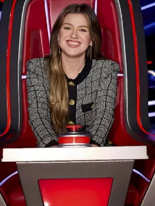 The Voice S30 Kelly Clarkson Tweed Check Cardigan