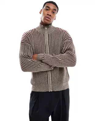 Zip Through Knit in Brown