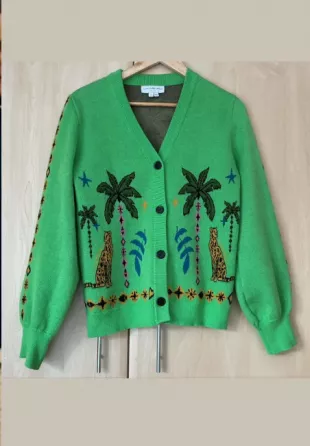 Full Dressed Green Palm Cardigan
