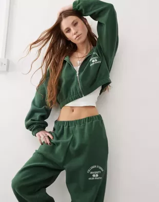Retro Style Fleece Crop Zip Hoodie