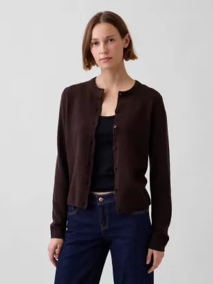 Brown CashSoft Crop Cardigan
