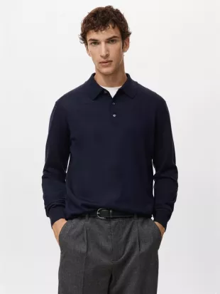 Willys Wool Regular Fit Long Sleeve Polo Shirt