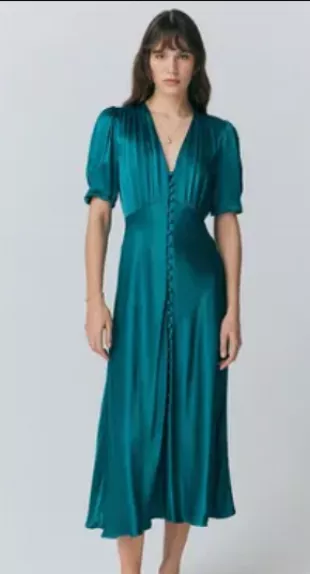 Madison Satin Button Through Dress
