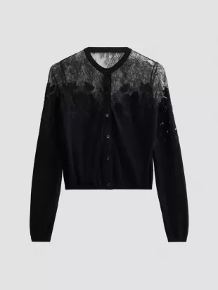 Talia Merino Wool-Mesh Cardigan