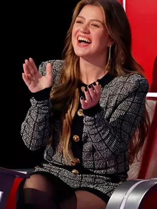 The Voice S30 Kelly Clarkson Cropped Tweed Cardigan