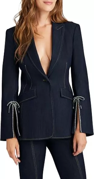 Cheyenne Rhinestone Bow Denim Blazer