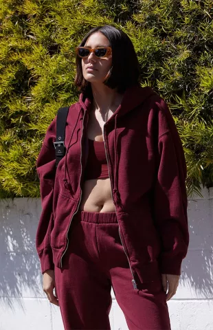Burgundy Full Zip Hoodie