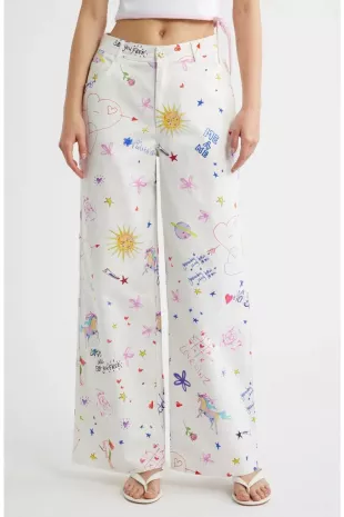 Printed Straight Leg Jeans