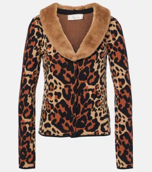 Leopard-print Jacquard Cardigan