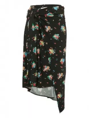 Black Floral Midi Skirt