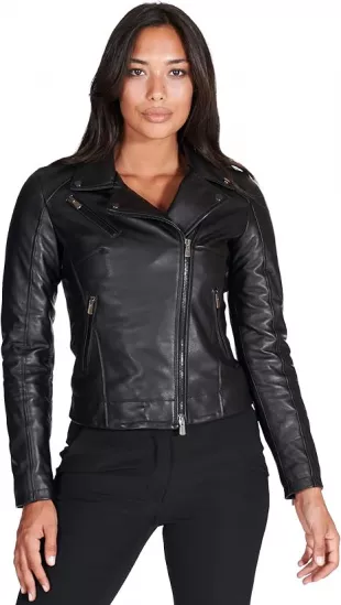 Cloudy Brown Natural Lamb Leather Biker Jacket Cross Zipper