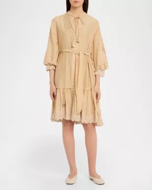Erica Embroidered Flounce Dress