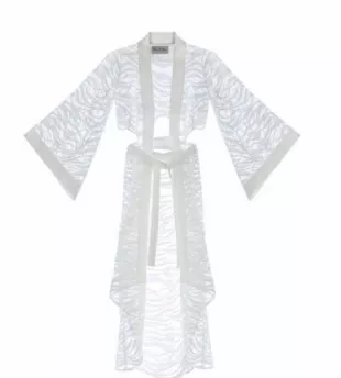 Sevilla Sheer Zebra Patterned Design Kimono Dress