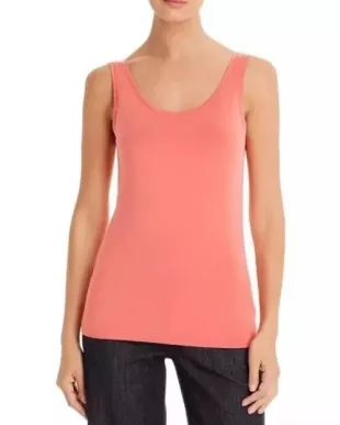 Womens Peach Beige Scoop Neck Shell Cami Tank Top