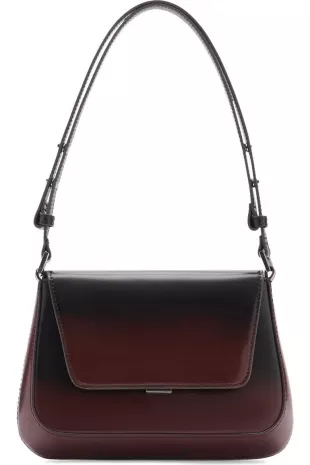 Gradient Flap Faux Leather Shoulder Bag