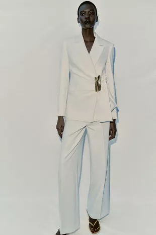 Double Breasted Blazer with Buckle