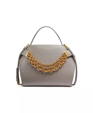 Plandome Chain Top Handle Leather Satchel