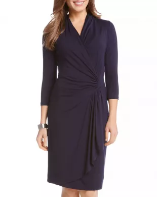Cascade Faux Wrap Dress