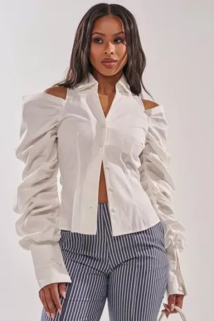 Crazy In Love White Button Down Blouse