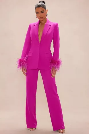 Clarissa Feather Blazer Suit Set