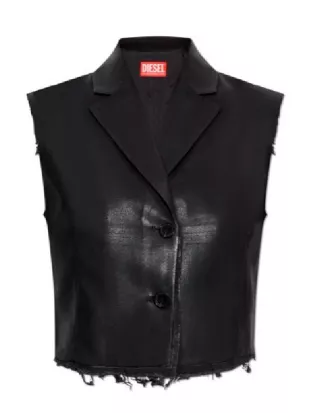 All American S08 Alexis Chikaeze Black Leather Vest